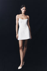 Lorrie Tweed Corset Mini Dress - White