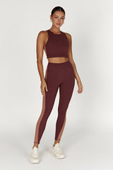 Libby Two Tone Panel Leggings - Mahogany/Tan