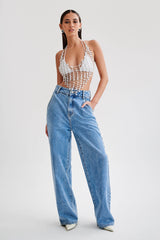 Gretchen Pearl Halter Top - Pearl