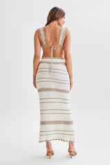 Jadia Contrast Crochet Bralette - Taupe/White