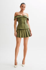 Krista Strapless Suiting Top - Military Olive