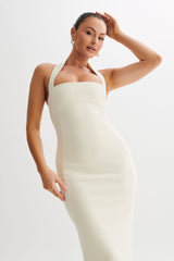 Amelita Suiting Halter Midi Dress - Ivory