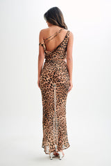 Yvonne Chiffon Off Shoulder Top - Leopard Print