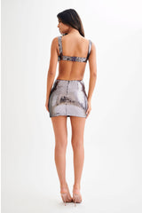 Adoria Sequin Cut Out Mini Dress - Charcoal