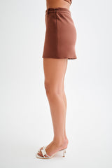 Letitia Suiting Mini Skirt With Buckle - Wood