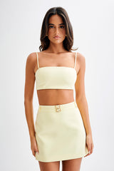Letitia Suiting Mini Skirt With Buckle - Pastel Lemon