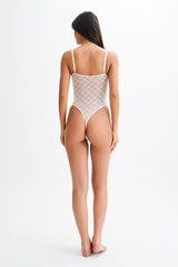 Amelia Monogram Bodysuit - White