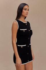 Mia Contrast Knit Mini Dress - Black/White