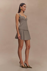 Lawry Structured Longline Top - Tan Check