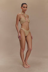 River Floral Crochet Bikini Top - Gold