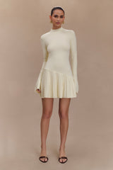 Blair Knit Mini Dress With Pleats - Ivory