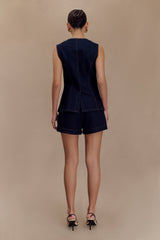Abel Denim Button Up Top - Indigo Blue