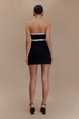 Aisha Strapless Suiting Top With Contrast Bows - Black & White
