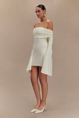 Dominique Off Shoulder Long Sleeve Mini Dress - Ivory