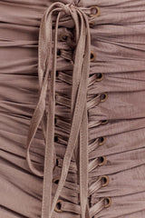Serena Strapless Taffeta Maxi Dress - Bronze Taupe