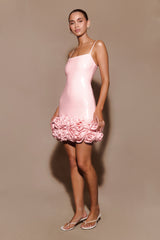 Faye Sequin Flower Mini Dress - Pale Pink