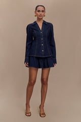 Hilary Long Sleeve Denim Top - Indigo Blue