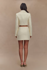 Mirelle Textured Boucle Cropped Long Sleeve Top - Ivory