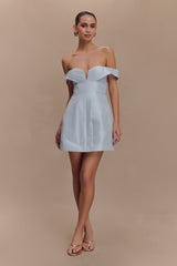 Diana Off Shoulders Mini Dress - Powder Baby Blue