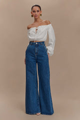 Salome Off Shoulder Crop Top - White