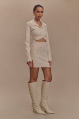 Annabelle Knit Curved Hem Cardigan - Cream