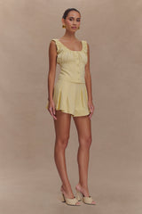Ines Sleeveless Ruched Top - Lemon