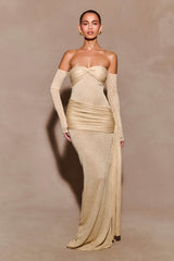 Ingrid Metallic Knit Maxi Dress - Bronze