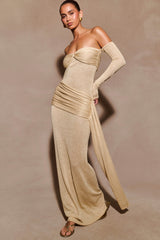 Ingrid Metallic Knit Maxi Dress - Bronze