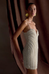 Naveena Embellished Mini Dress - Silver