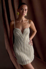 Naveena Embellished Mini Dress - Silver