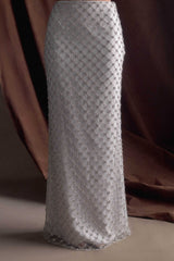 Zuri Hand Beaded Embellished Maxi Skirt - Silver