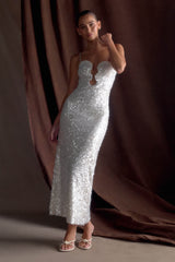 Makari Sequin Maxi Dress - White