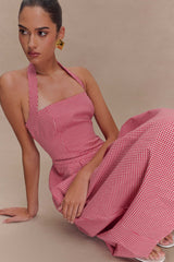 Juana Halter Midi Dress - Red Gingham