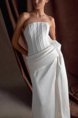 Galia Satin Corset Gown - White