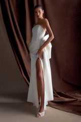 Galia Satin Corset Gown - White