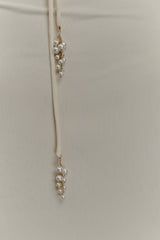 Beryl Slinky Maxi Dress With Pearls - Ivory
