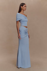 Irene Gathered Knit Top - Blue