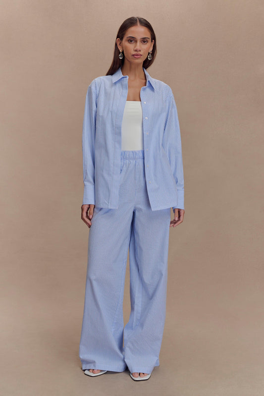 Hansen Oversized Shirt - Blue Pinstripe