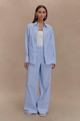 Hansen Wide Leg Pants - Blue Pinstripe
