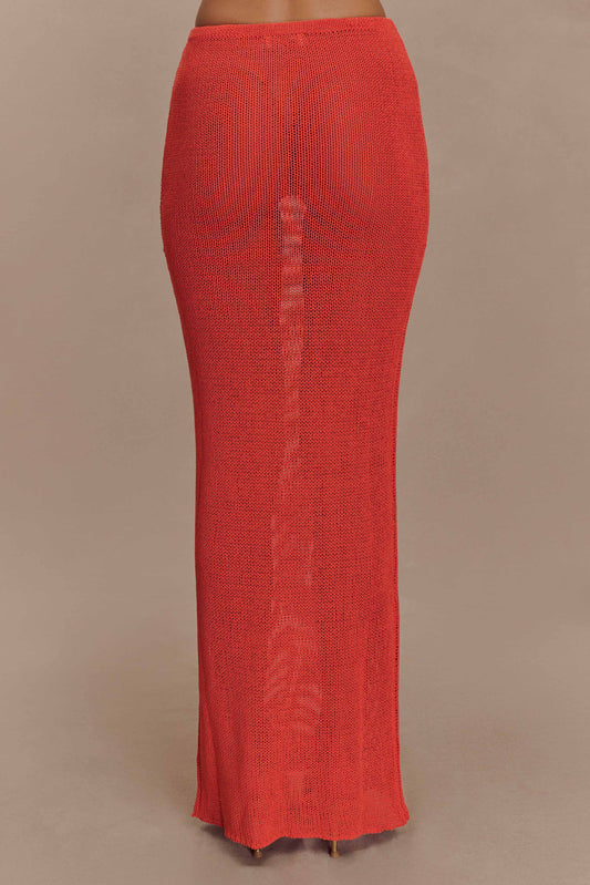 Reagan Knit Maxi Skirt - Orange
