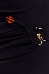 Kendra Scuba Jersey Midi Dress With Hardware - Black