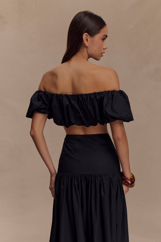 Autumn Off Shoulder Bubble Top - Black
