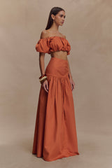 Autumn Off Shoulder Bubble Top - Burnt Orange
