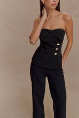Lindie Strapless Suiting Top - Black