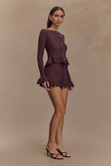 Eleanor Knit Frill Shorts - Chocolate