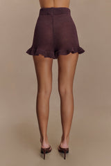 Eleanor Knit Frill Shorts - Chocolate