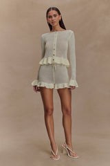 Eleanor Knit Frill Cardigan - White