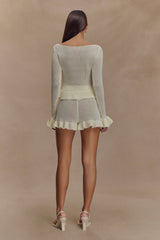 Eleanor Knit Frill Cardigan - White