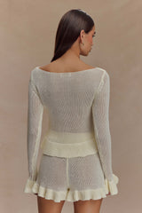 Eleanor Knit Frill Shorts - White