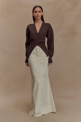 Alexia Buttoned Oversized Cardigan - Dark Chocolate
